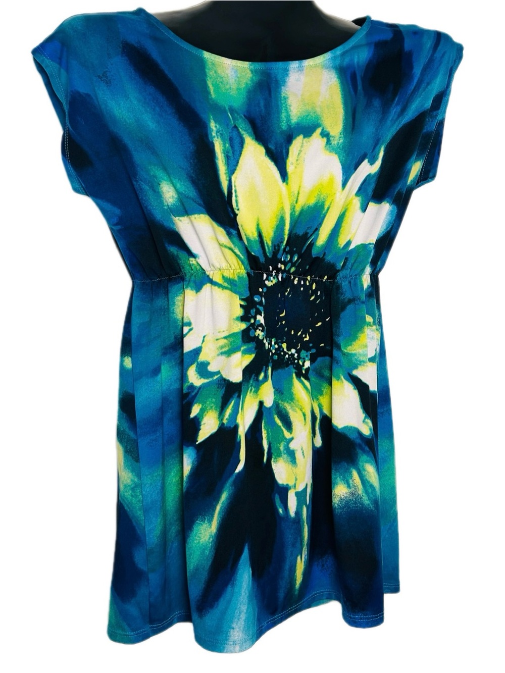 Charlotte Russe Blue & Yellow Floral Tunic